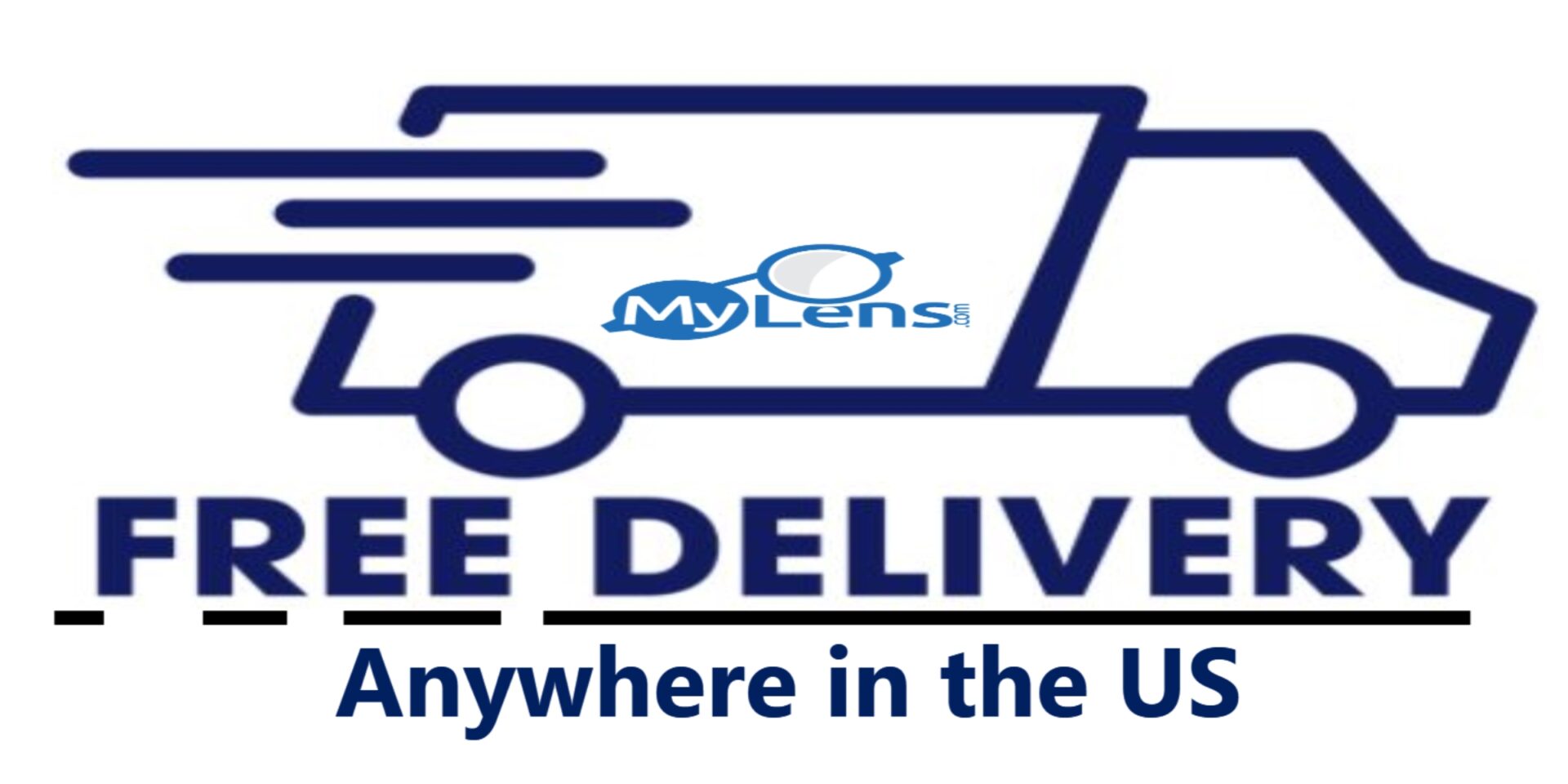 Logo of a lens delivery service with fast delivery text.