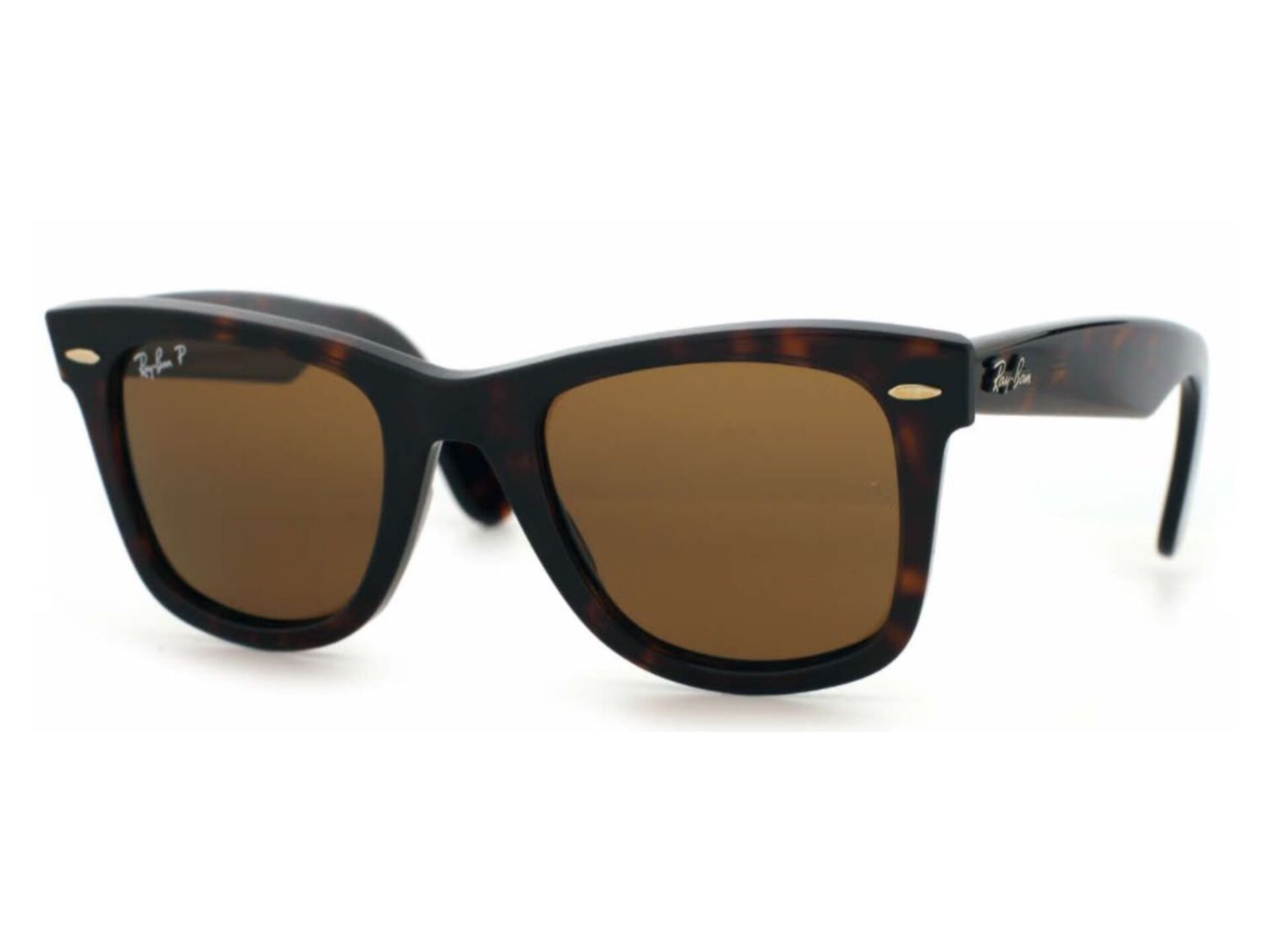 Stylish black-framed sunglasses with brown lenses.