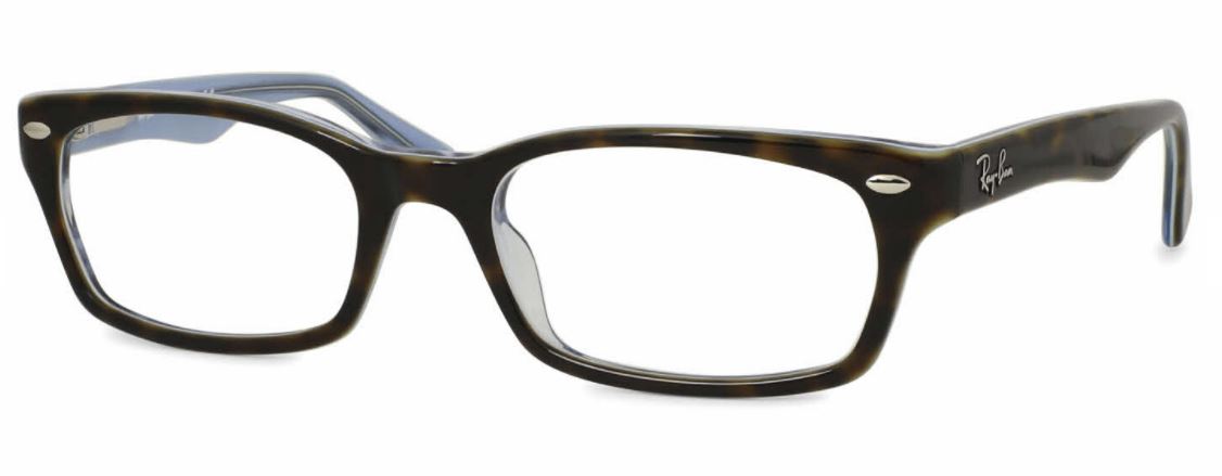 Close-up of stylish tortoiseshell eyeglass frame with clear lenses.