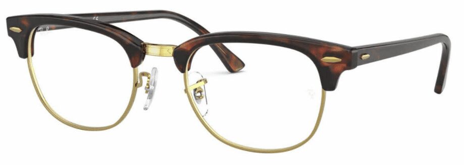 A pair of stylish eyeglasses with gold and tortoiseshell frames.