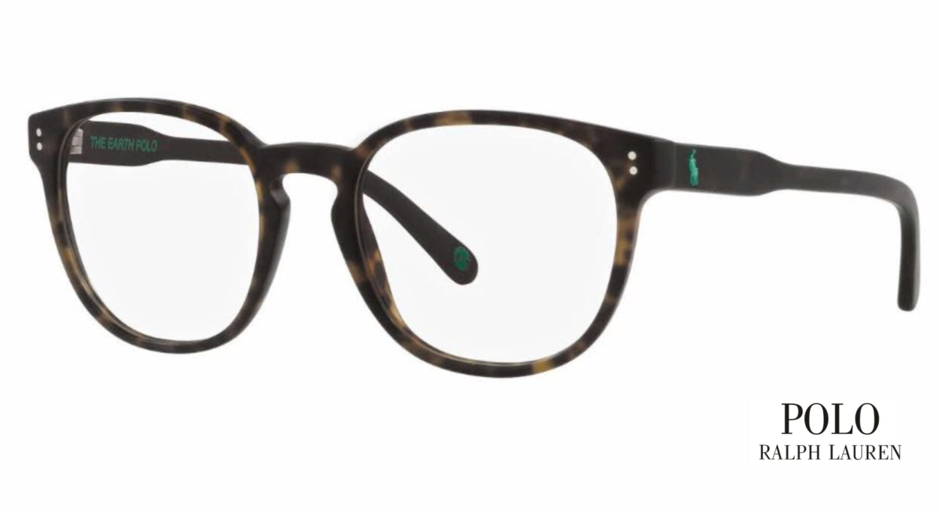 Tortoise shell patterned eyeglasses with round frames.