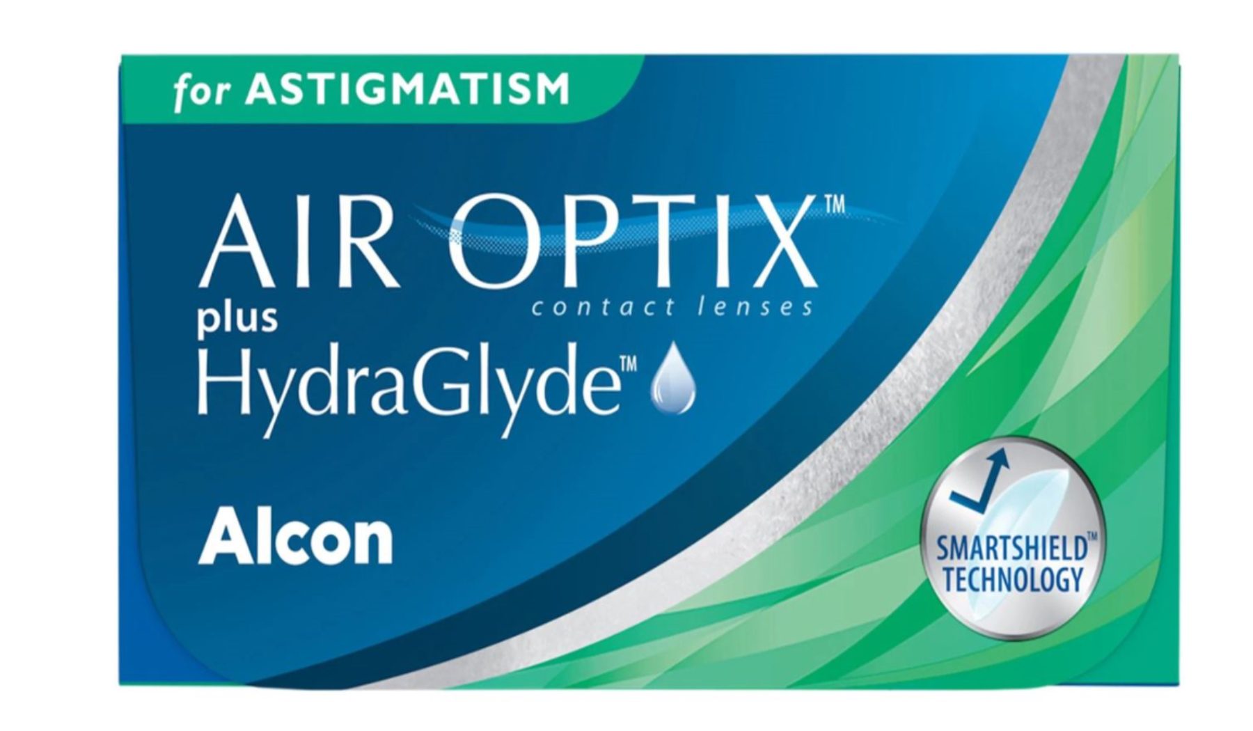 a pack of Air Optix Plus HydraGlyde for Astigmatism
