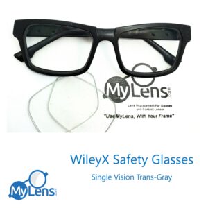 My Lens WileyX Safety Glasses with Single Vision Trans-Gray Lenses