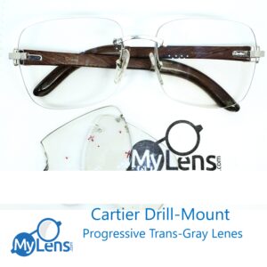 My Lens Cartier Drill-Mount with Progressive Trans-Gray Lenses